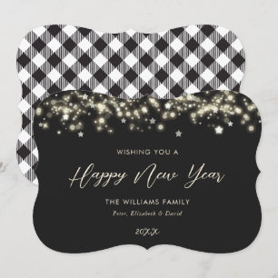 Festiva Elegante tarjeta de Año Nuevo para estrellas blanc