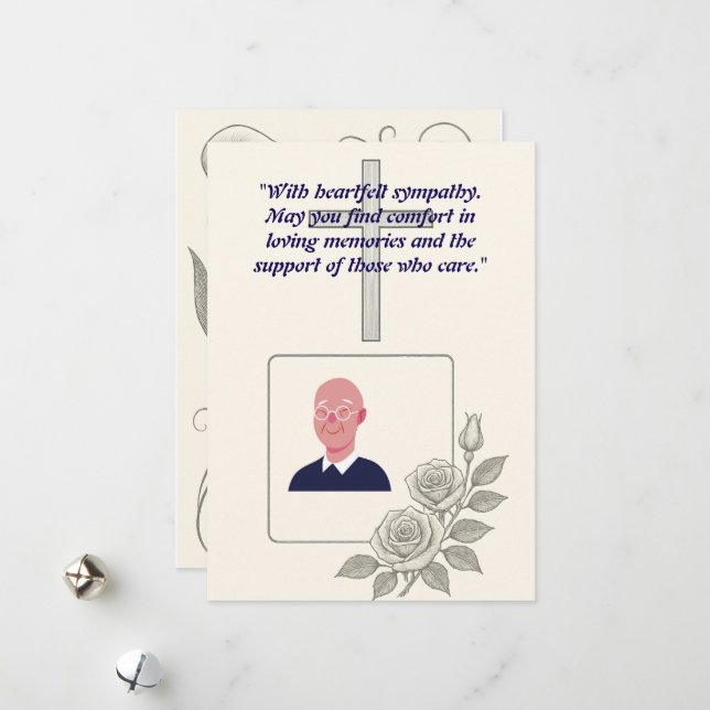 Festiva Elegante tarjeta de condolencia con marco cruzado  (Anverso/Reverso In Situ)