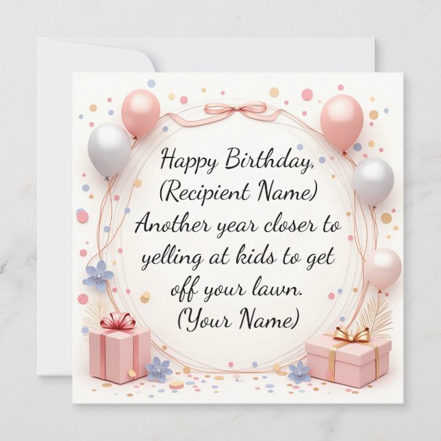 Festiva Elegante tarjeta de cumpleaños Personalizado - Nom (Anverso)