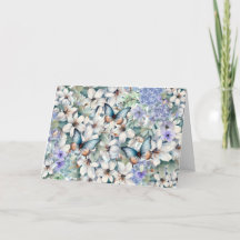 Elegante tarjeta de flores y mariposas para el día