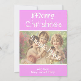 Festiva Elegante tarjeta de foto clásica rosa de Feliz Nav