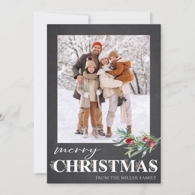 Festiva Elegante tarjeta de foto para ferias verdes de Nav (Anverso)