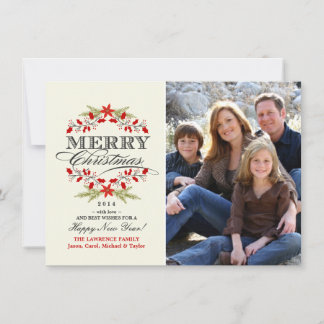 Festiva Elegante tarjeta de foto plana para Navidades Holl