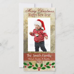 Festiva Elegante tarjeta de fotografía de la familia Gold 