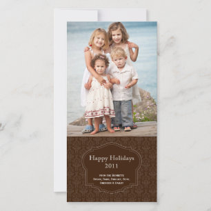 Festiva Elegante tarjeta de fotografía de vacaciones marro