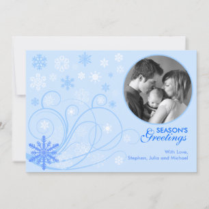 Festiva Elegante tarjeta de fotos de Swirls y Snowflakes