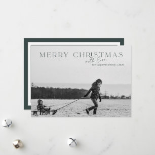 Festiva Elegante tarjeta de fotos Merry Christmas Green 2