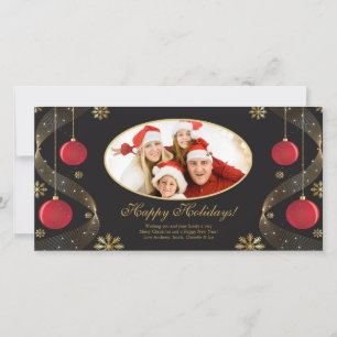 Festiva Elegante tarjeta de fotos navideña de ornamentos r
