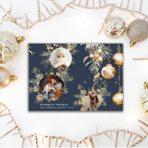 Festiva Elegante tarjeta de Navidades azules de los orname