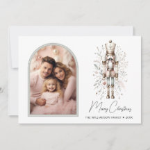 Elegante Tarjeta de Navidades Botánicos Nutcracker