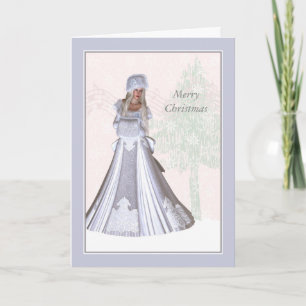 Festiva Elegante tarjeta de Navidades, dama de invierno