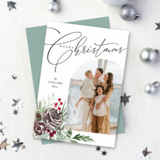 Festiva Elegante Tarjeta de Navidades de Arco