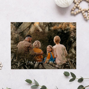 Festiva Elegante tarjeta de Navidades de foto de ramas de 