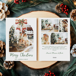 Festiva Elegante tarjeta de Navidades de fotografía de Bow