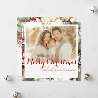 Festiva Elegante Tarjeta de Navidades de fotografía floral