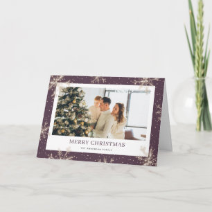 Festiva Elegante tarjeta de Navidades de fotografía púrpur