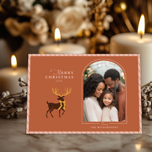 Festiva Elegante Tarjeta de Navidades de fotografía Stag A