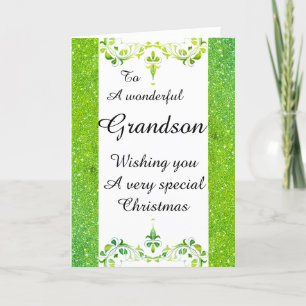 Festiva Elegante tarjeta de Navidades de nietos maravillos