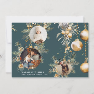 Festiva Elegante tarjeta de Navidades de ornamentos de oro