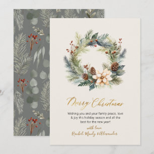 Festiva Elegante Tarjeta de Navidades de Wreath Greenery c