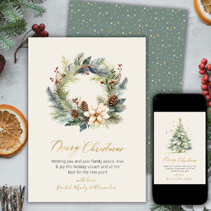 Festiva Elegante Tarjeta de Navidades de Wreath Greenery c