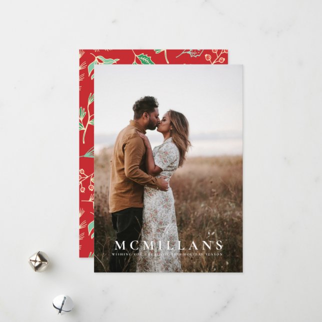 Festiva Elegante tarjeta de Navidades del patrón de vacaci (Anverso/Reverso In Situ)