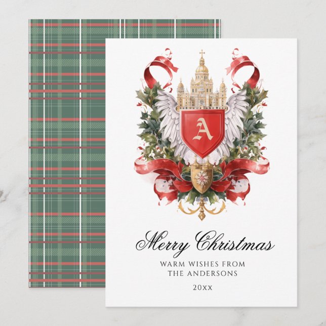 Festiva Elegante tarjeta de Navidades Escudos (Anverso / Reverso)