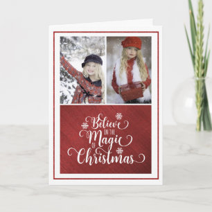Festiva Elegante tarjeta de Navidades fotográficos rojos y