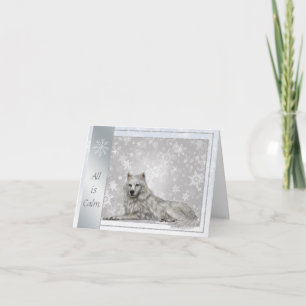 Festiva Elegante tarjeta de Navidades Lobo Plateado