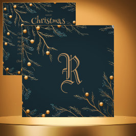 Festiva Elegante tarjeta de Navidades Monogramas de la Fam