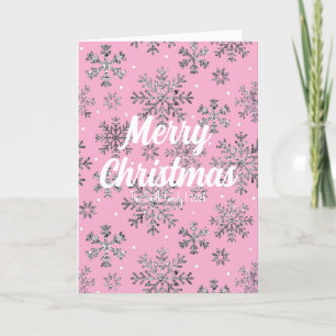 Festiva Elegante tarjeta de Navidades rosados con elegante