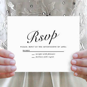 Festiva Elegante Tarjeta de Respuesta de Boda en Blanco y