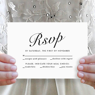 Festiva Elegante Tarjeta de RSVP en Blanco y Negro para El