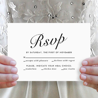 Festiva Elegante Tarjeta de RSVP en Blanco y Negro para El