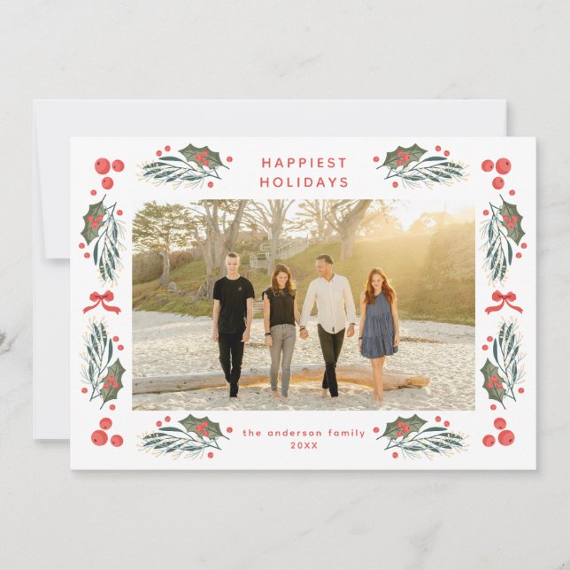 Festiva Elegante tarjeta de vacaciones de temporada de ver (Anverso)