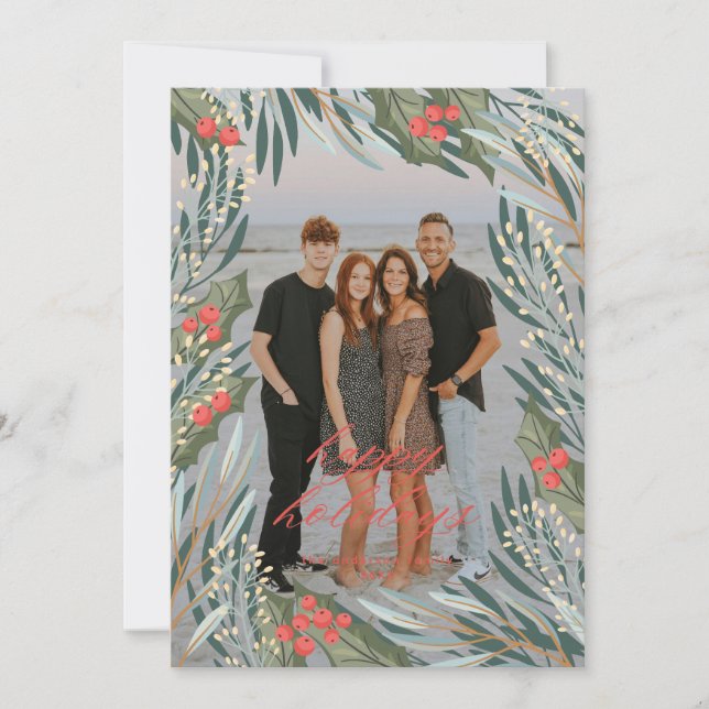 Festiva Elegante tarjeta de vacaciones de temporada de ver (Anverso)