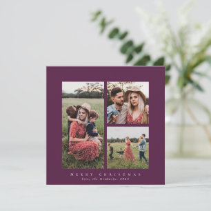 Festiva Elegante Tarjeta de vacaciones de triple foto míni