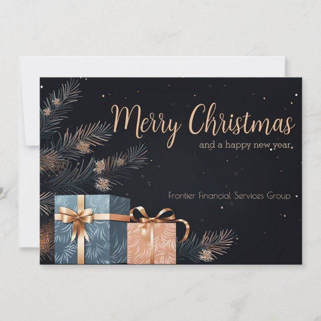 Festiva Elegante tarjeta de vacaciones para Navidades corp (Anverso)