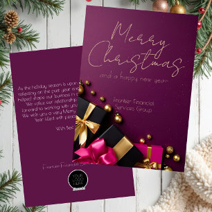 Festiva Elegante tarjeta de vacaciones para Navidades corp