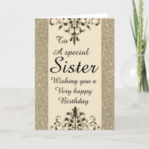 Festiva Elegante tarjeta especial hermana Cumpleaños