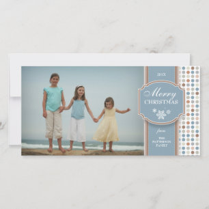 Festiva Elegante tarjeta fotográfica de patrón azul y blan