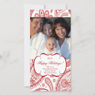 Festiva Elegante Tarjeta Fotográfica Paisley Swirl Frame C
