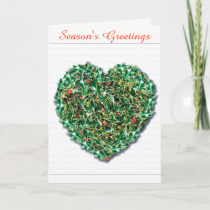 Festiva Elegante tarjeta romántica de navidades Holly Hear