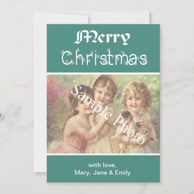 Festiva Elegante, verde azulado clásico, tarjeta de foto d (Anverso)