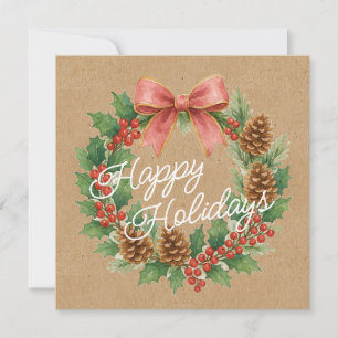 Festiva Elegante Wreath de diciembre con tarjeta de vacaci