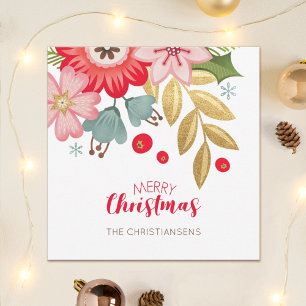 Festiva Elegantes Navidades florales Tarjeta de saludo de