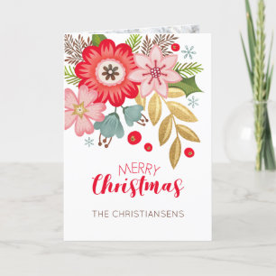 Festiva Elegantes Navidades florales Tarjeta de saludo de