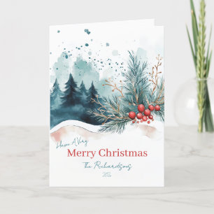 Festiva Elegantes Navidades Tarjeta de vacaciones de acuar