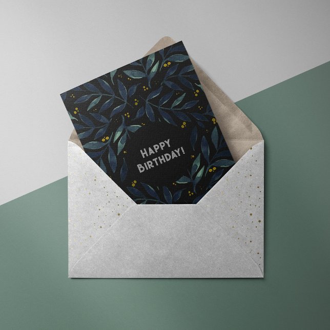 Festiva Elegantes ramas acuáticas Tarjeta de cumpleaños (Subido por el creador)