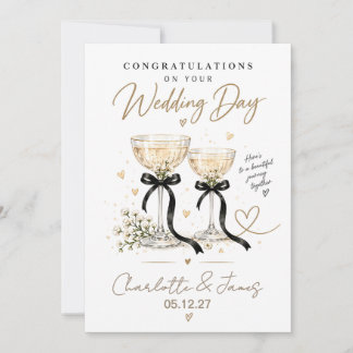 Festiva Elegantes recién casados | Tarjeta de felicitacion